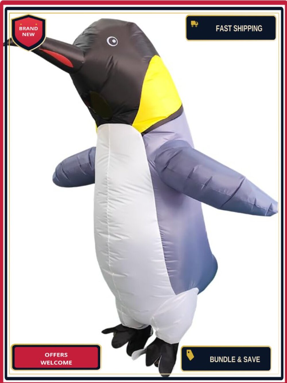 Adult Inflatable Penguin Costume Blow Up Halloween Party Cosplay